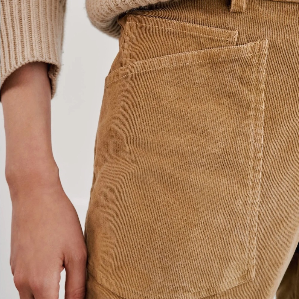 Nili Lotan Shon Corduroy Pant caramel 6 Cord Barrel Bow Leg - Picture 3 of 7
